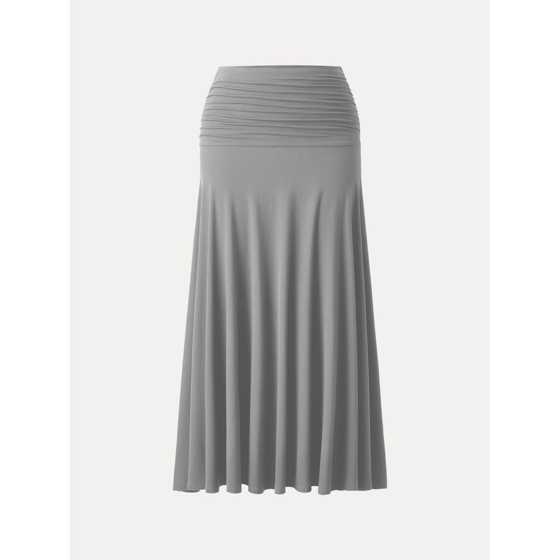 Ultrasoft Mid Rise A-line Ruched Maxi Skirt Evening Grey S