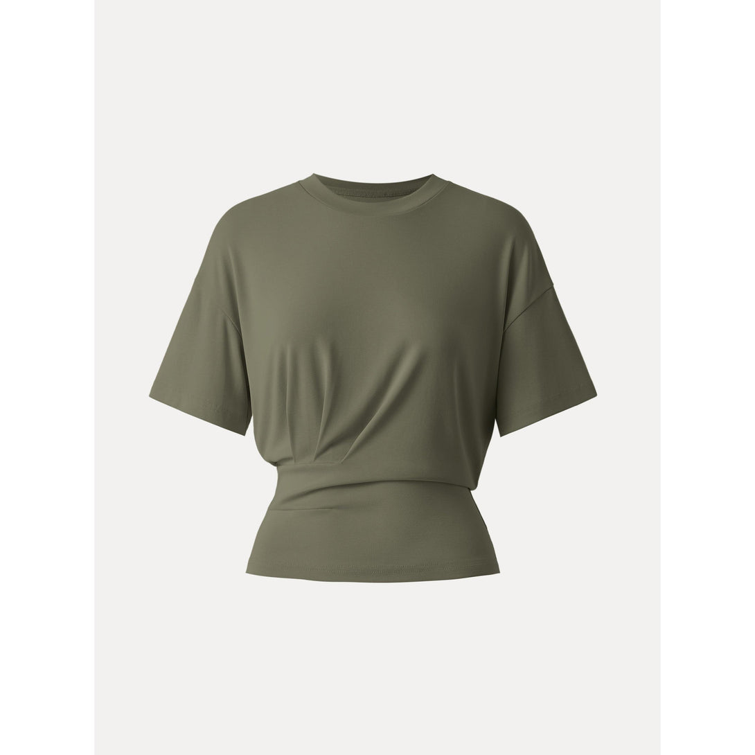 Crewneck Short Sleeve Tucked Tee Olive XS
