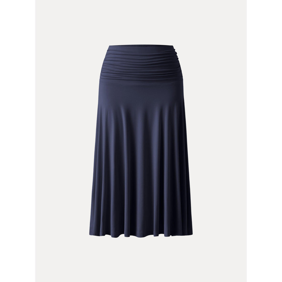 Flowy Side Ruched A-line Midi Skirt Midnight Navy XS