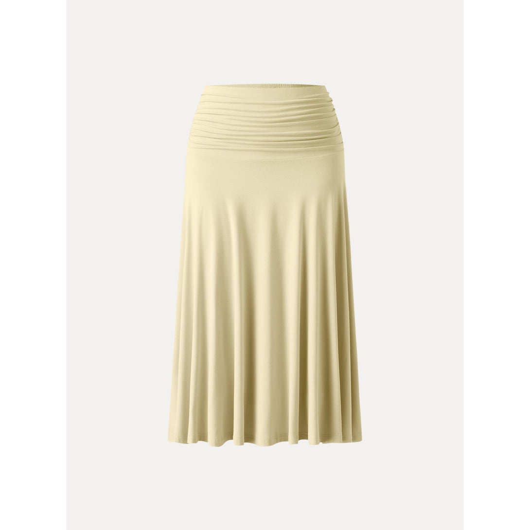 Flowy Side Ruched A-line Midi Skirt Butter Yellow S