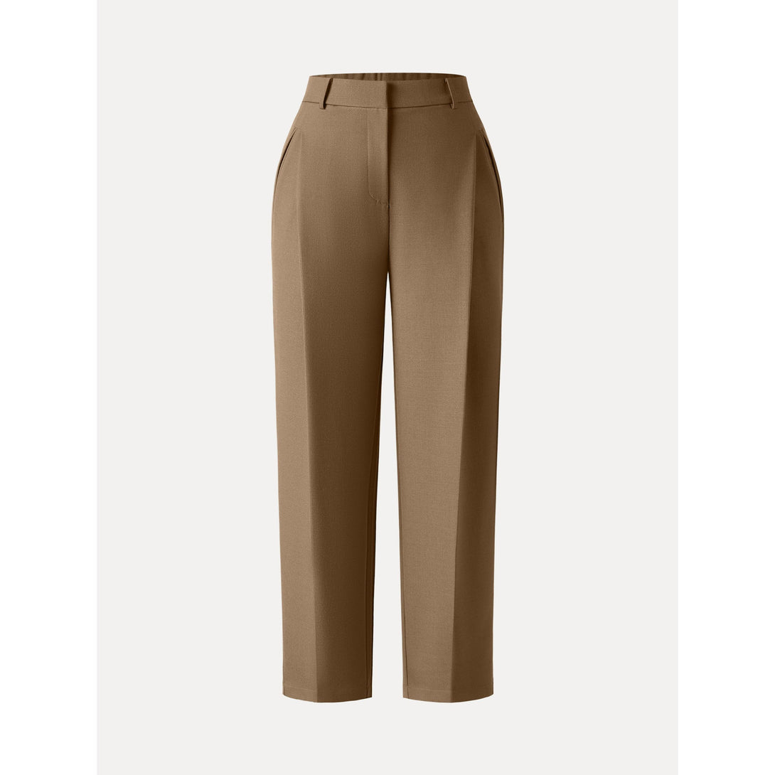 4-Way Stretch Mid Rise Cropped Tapered Trousers with Pockets