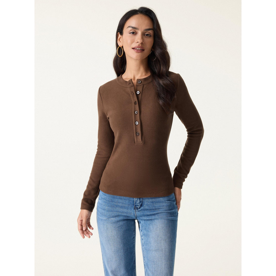 Lucky Offer——Size:XS Long Sleeves Top Sweet Hazelnut