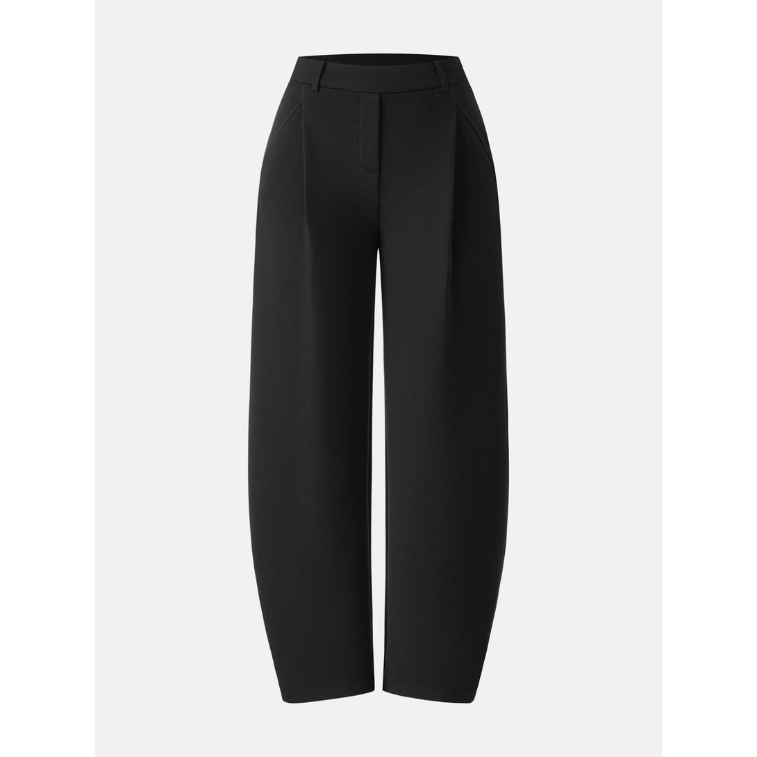 Cozy Knit Mid Rise Barrel Leg Pull-on Pants Regular Black