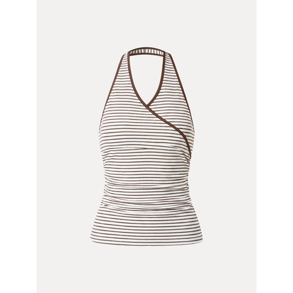 OGLmove Last Chance in Size 2XL Non-Bra Tops White/Brown Stripe