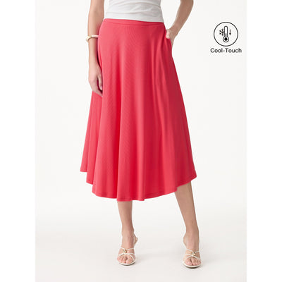 OGLmove CoolTouch Midi Circle Flare Skirt with Pockets Teaberry Red XS