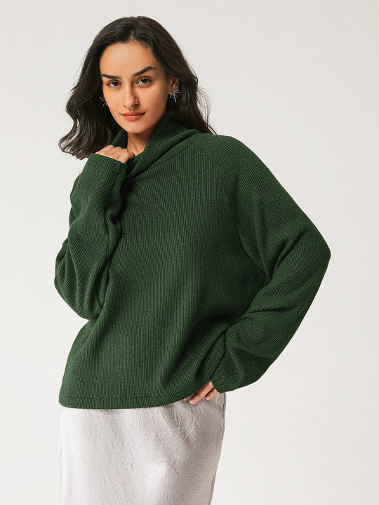 Glitter Turtleneck High-Low Relaxing Sweater