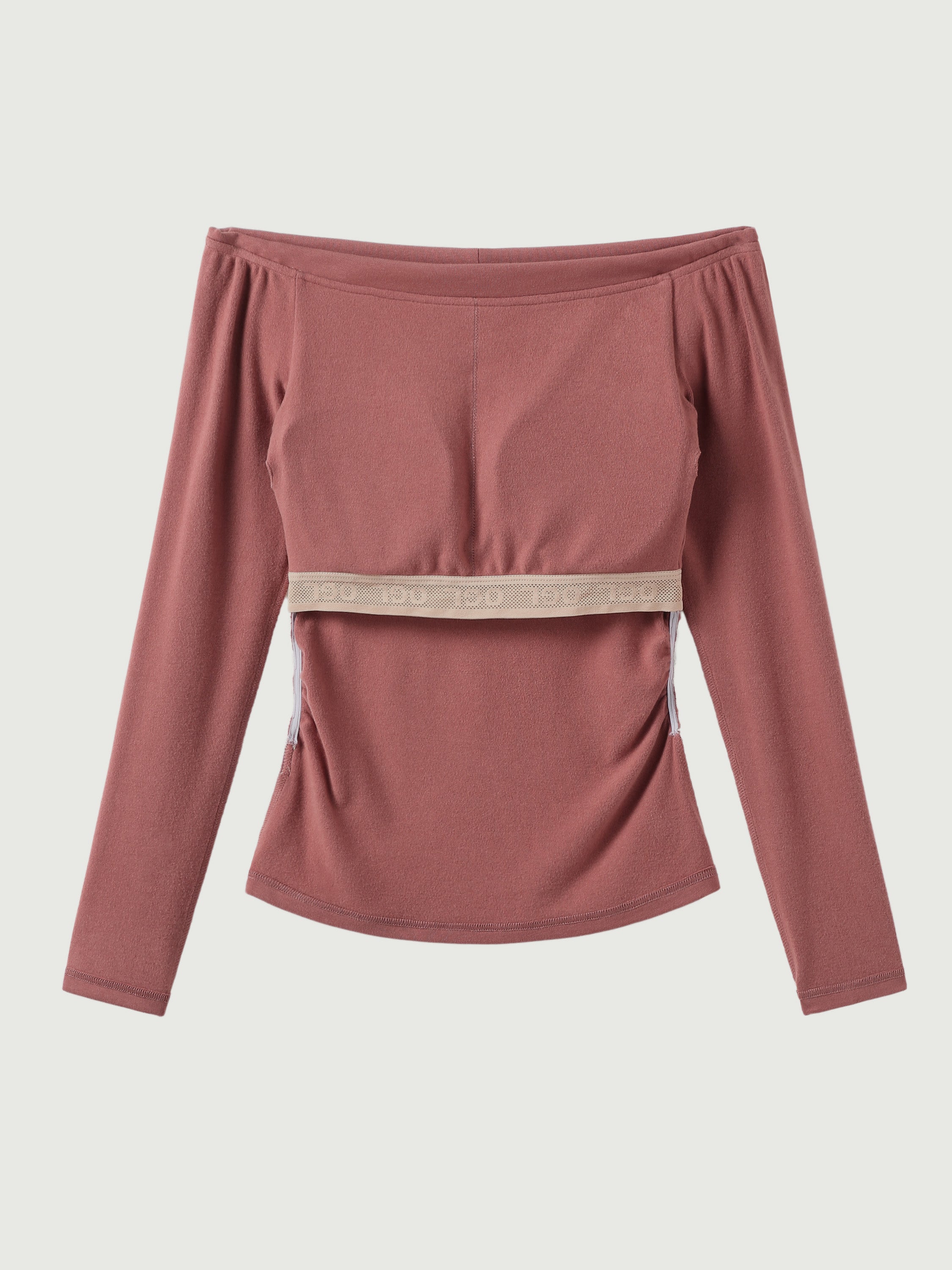 Eco-Mousse® Long-Sleeve Off-The-Shoulder Brami Top - Dusty Rose