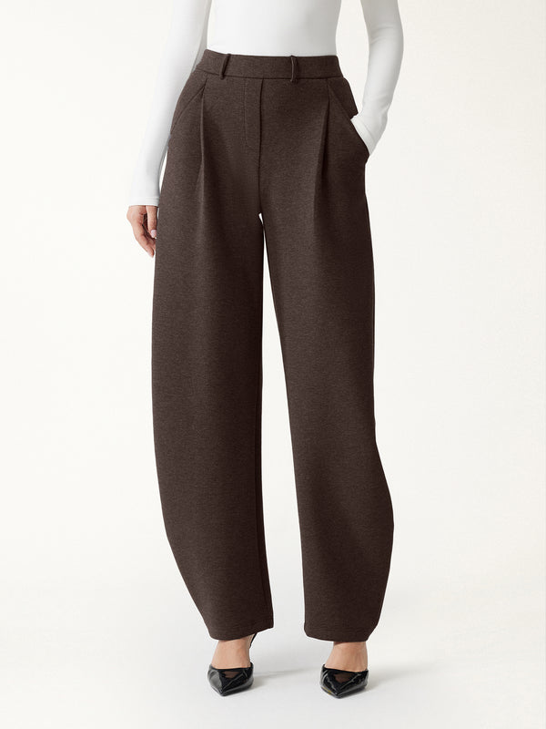 Cozy Knit Mid Rise Barrel Leg Pull-on Pants