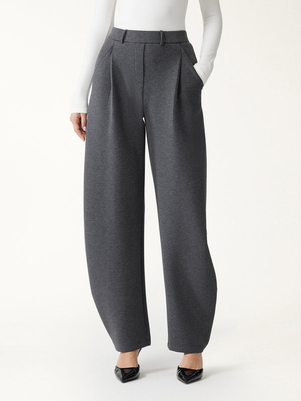 OGLmove Cozy Knit Mid Rise Barrel Leg Pull-on Pants Regular Heather Black
