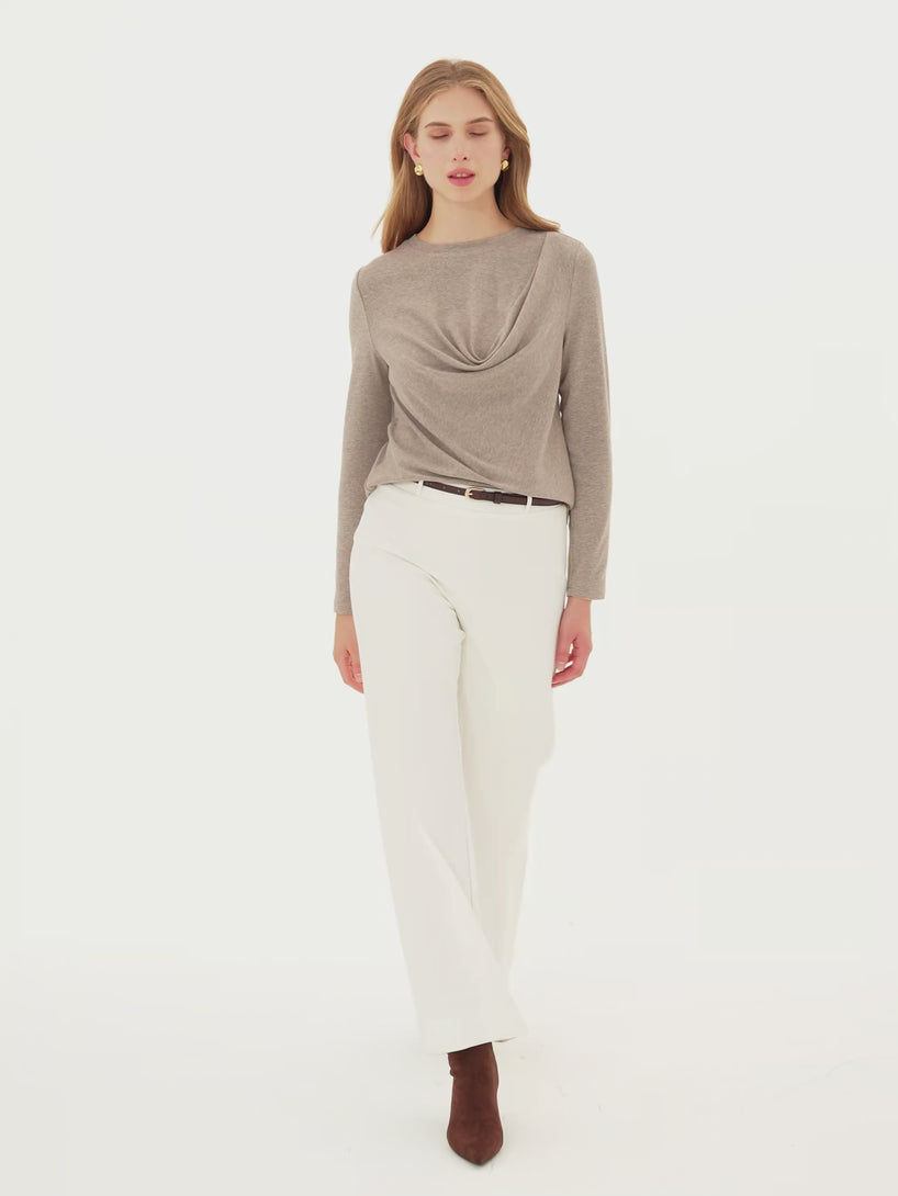 OGLmove LiteWarm Round Neck Long Sleeve Shoulder-Tuck Top