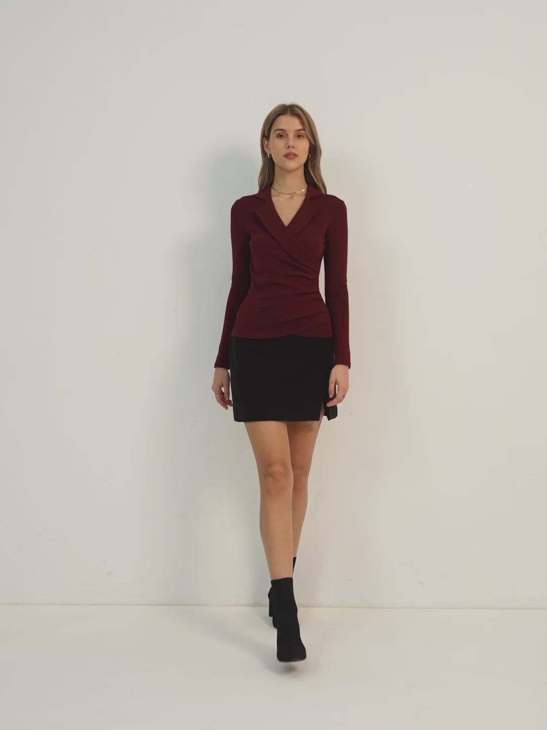 2Pcs Set Collared Surplice Top