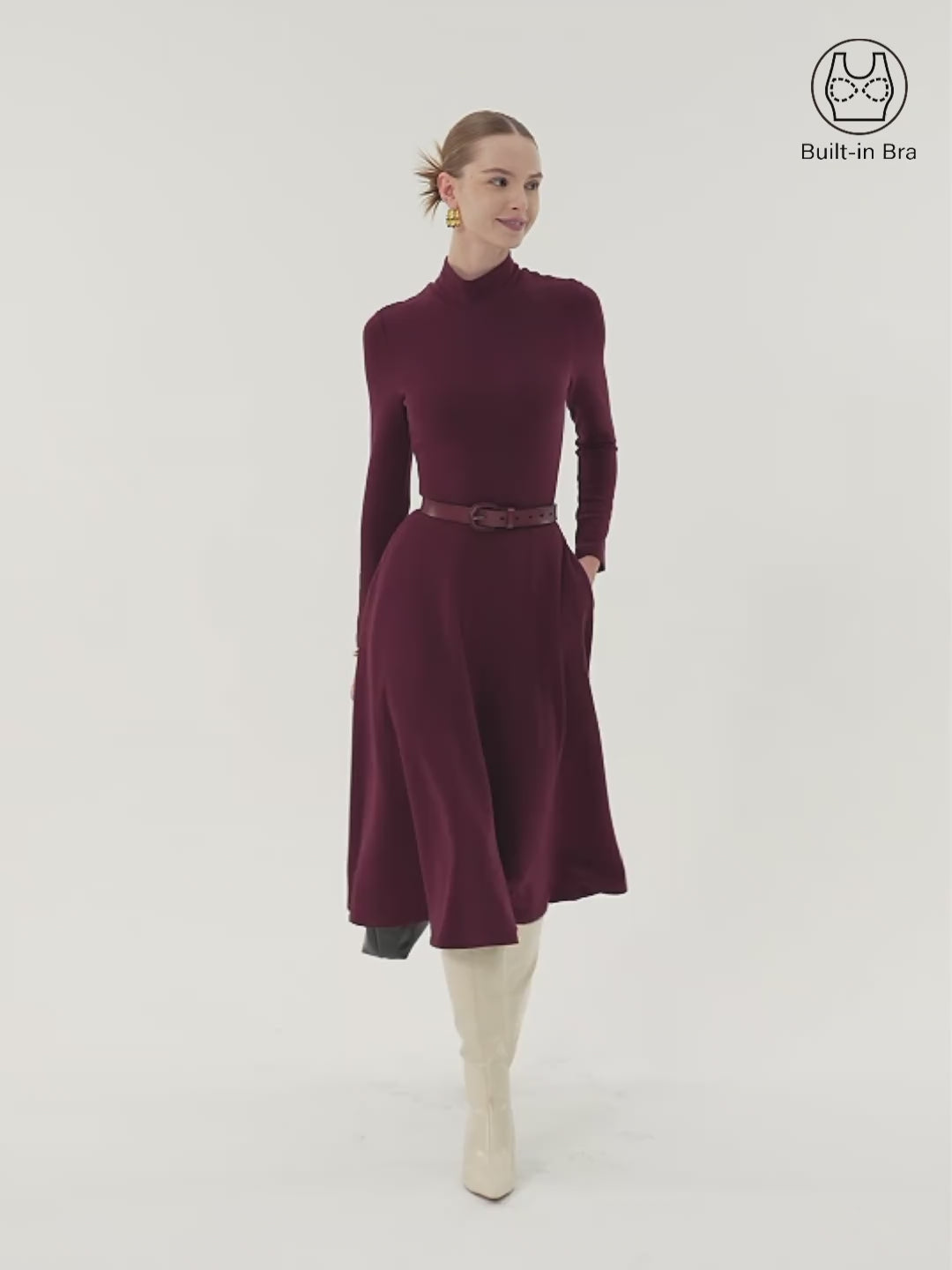 ProWarm Mockneck Midi Brami Dress with Pockets