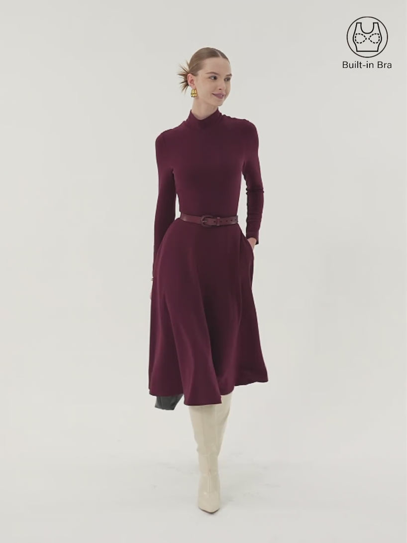 ProWarm Mockneck Midi Brami Dress with Pockets