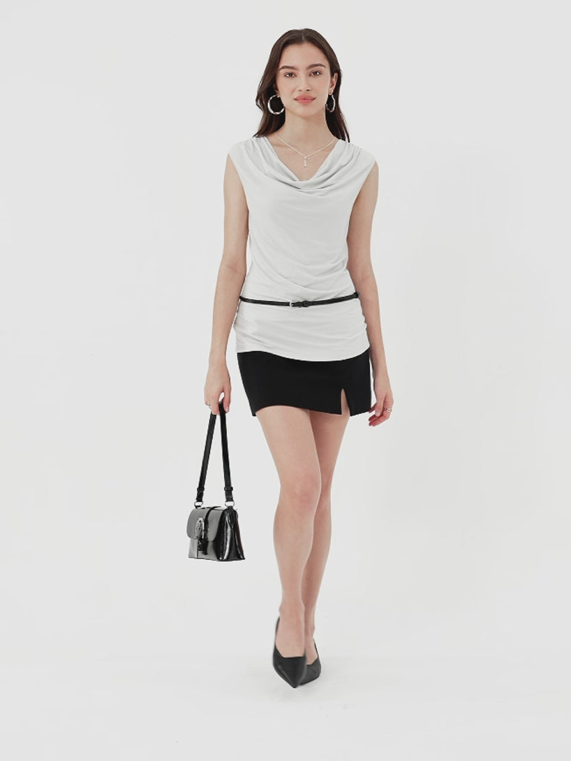 OGLmove UltraSoft Matte Smooth Cowl Neck Long Tank