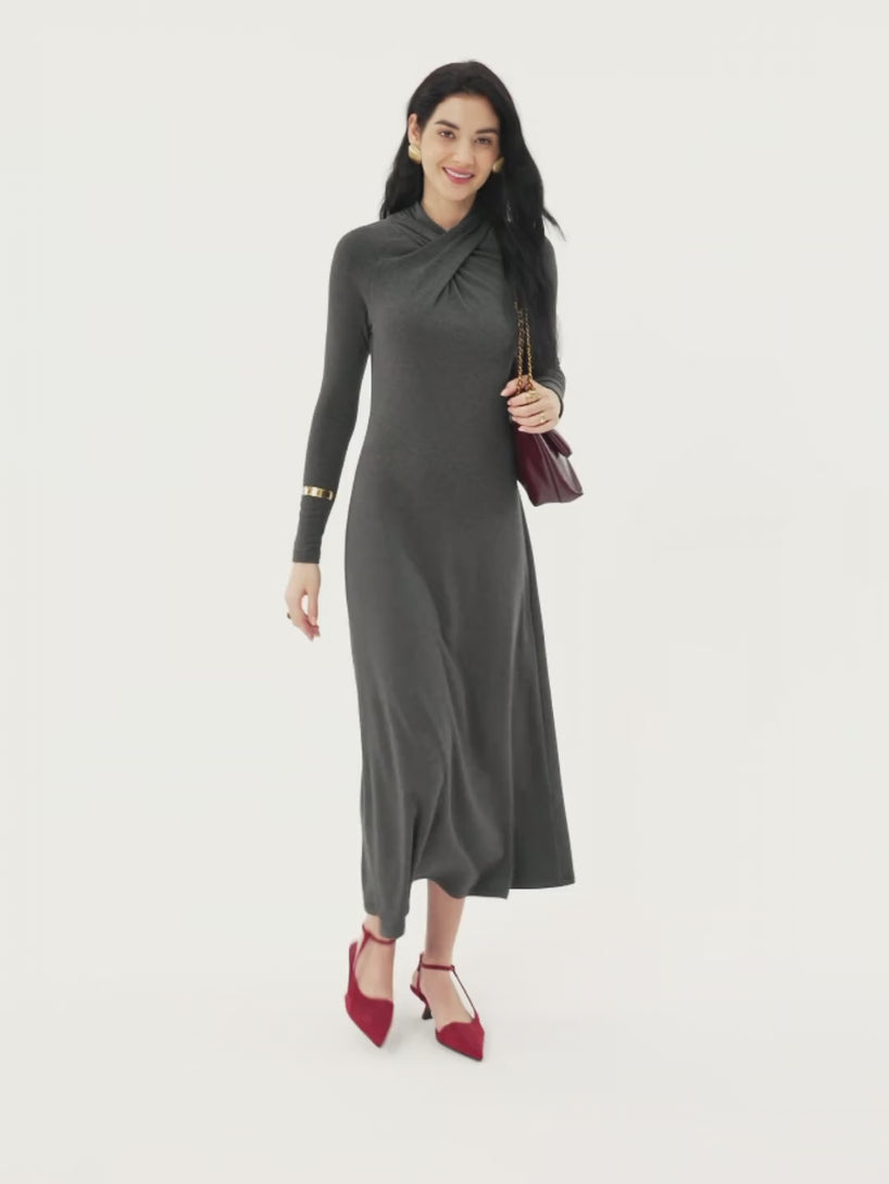 ProWarm Twisted Mockneck Midi Dress