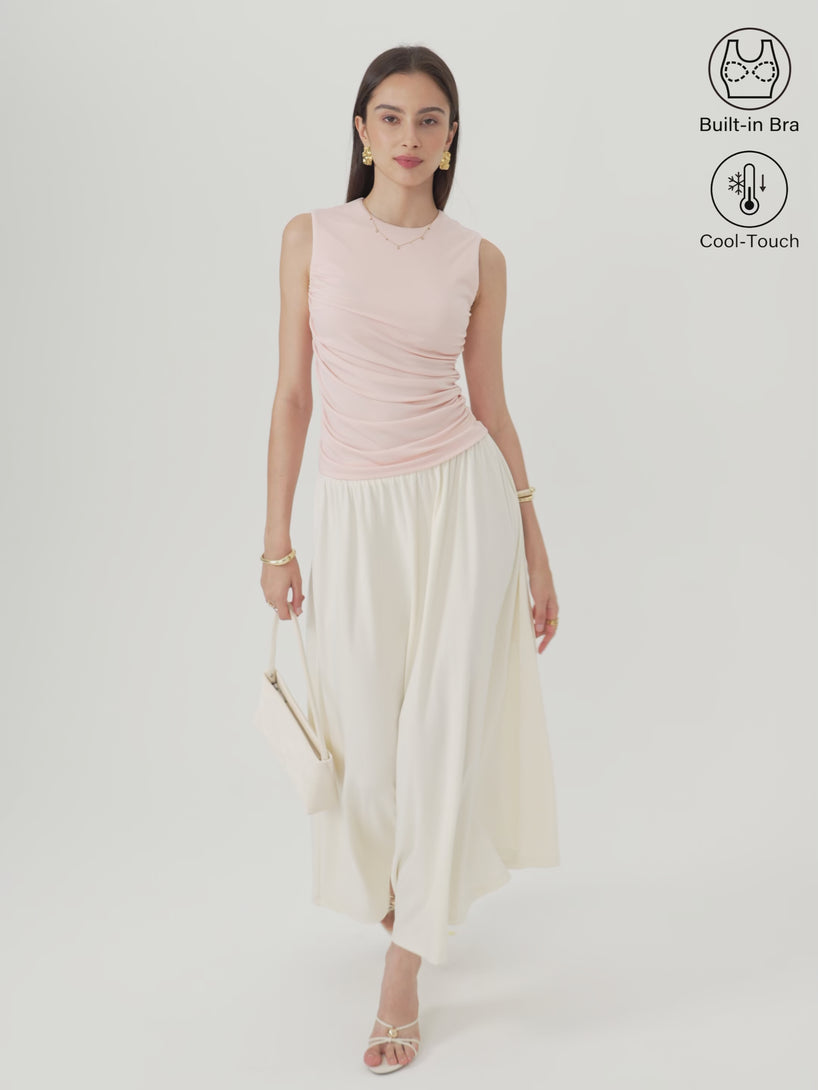 OGLmove Round Neck Gathered Side Bra Top