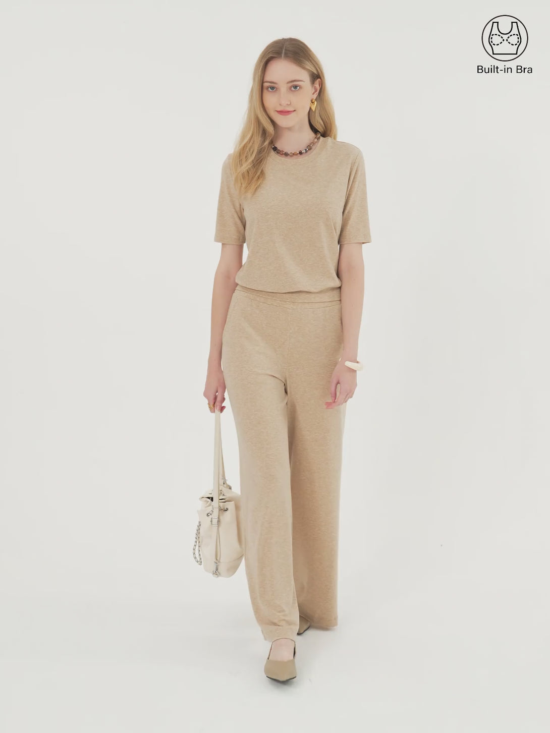 Lyocell Wool Crewneck Brami with Banded Hem