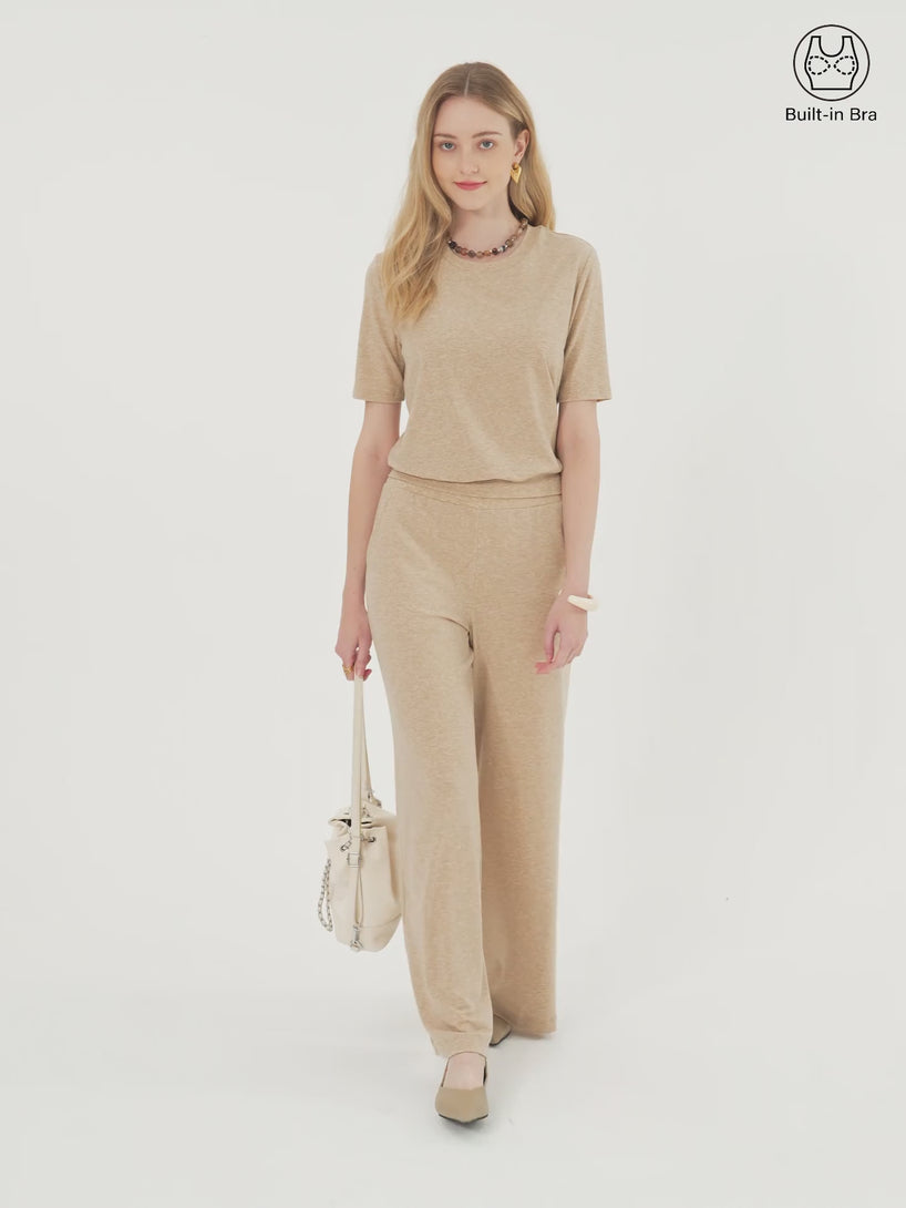 Lyocell Wool Crewneck Brami with Banded Hem