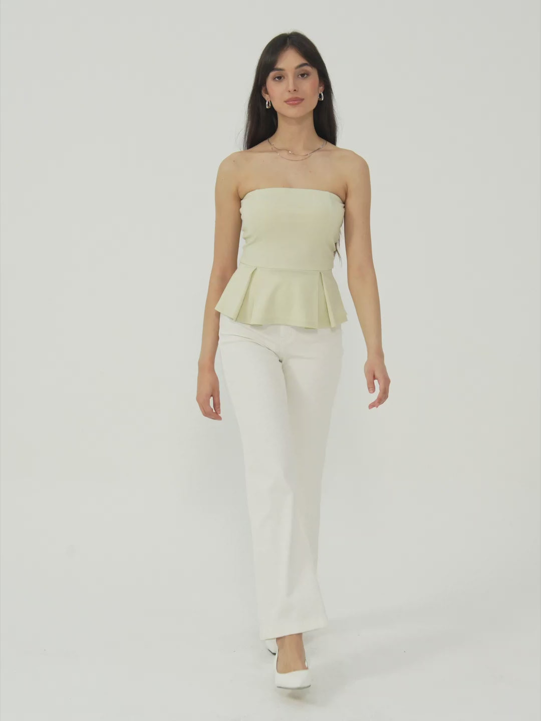 Sleek Peplume Tube Top - Limechino