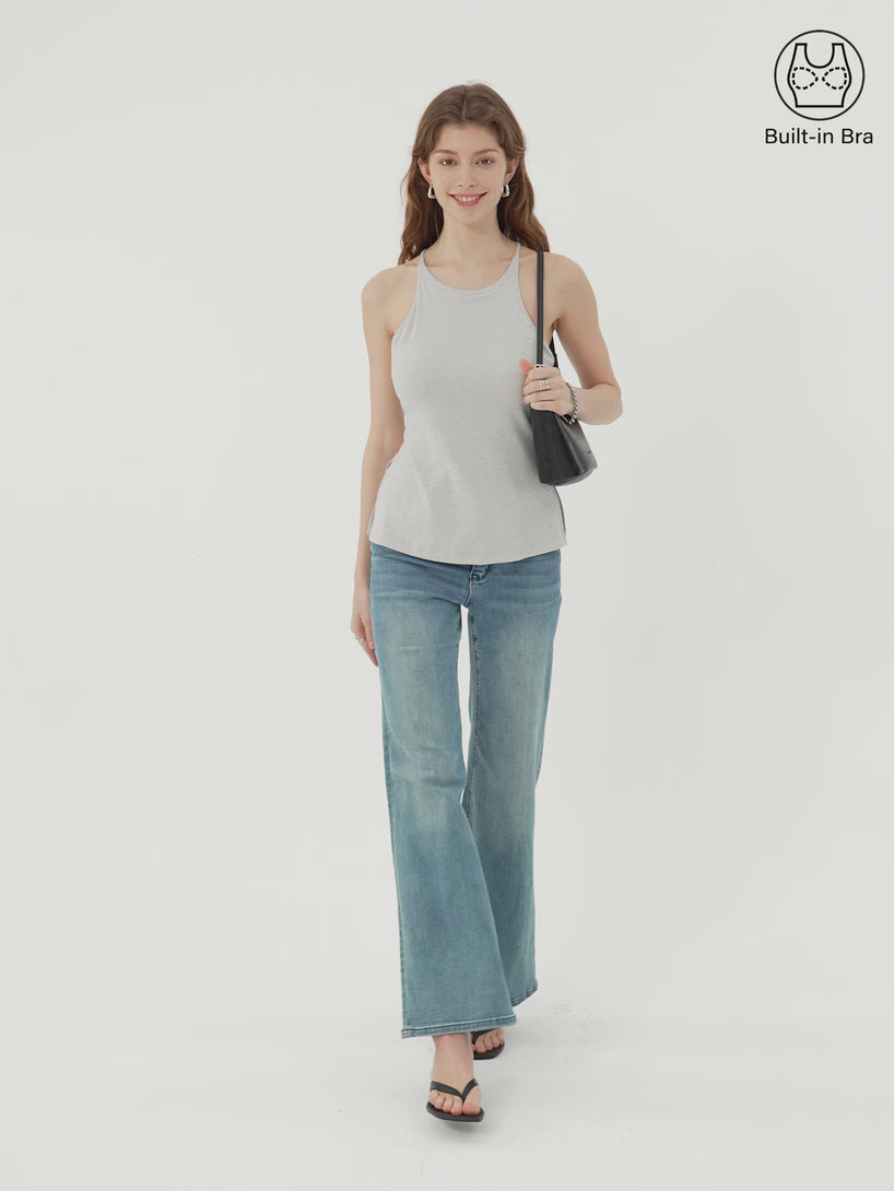 OGLmove Stretch Cotton Side Slit Everyday Bra Tank