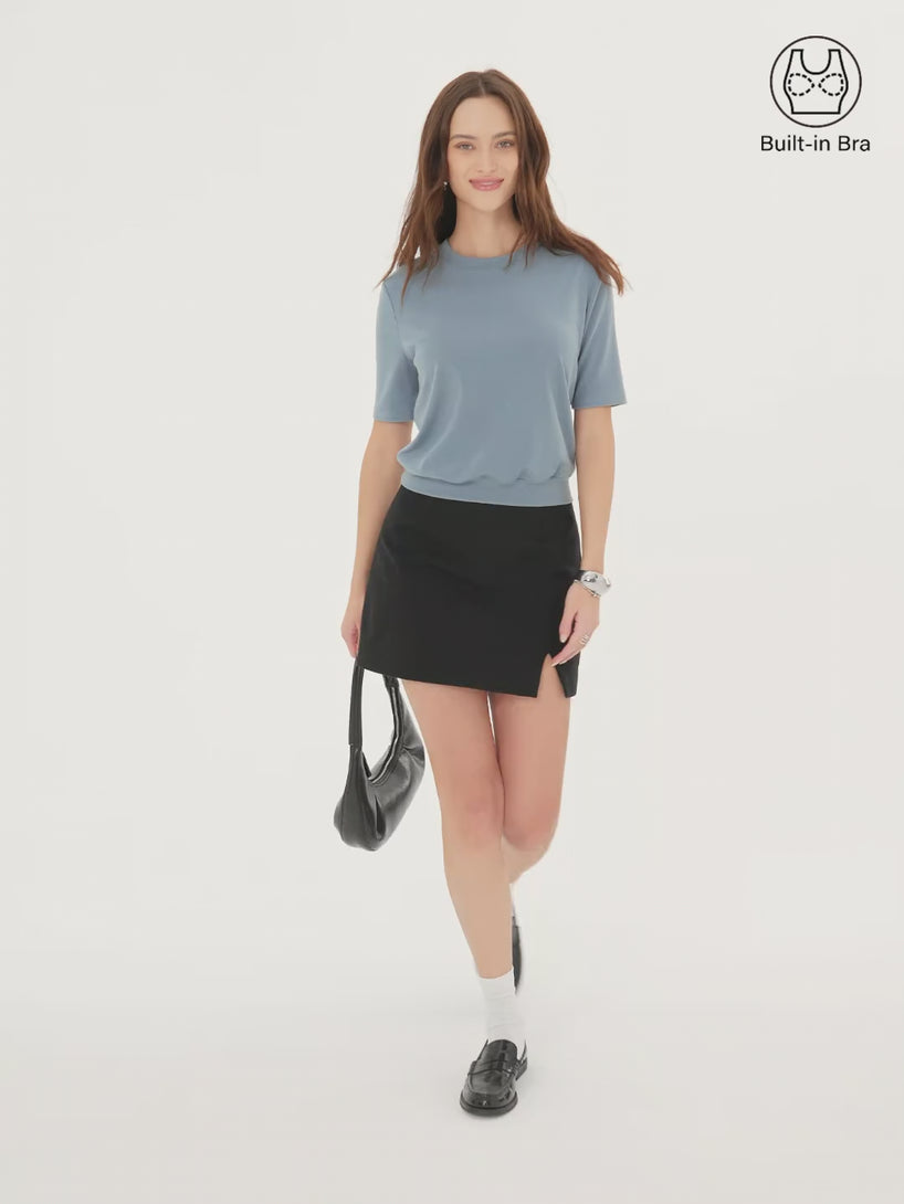 OGLmove Lyocell Wool Crewneck Bra Top with Banded Hem