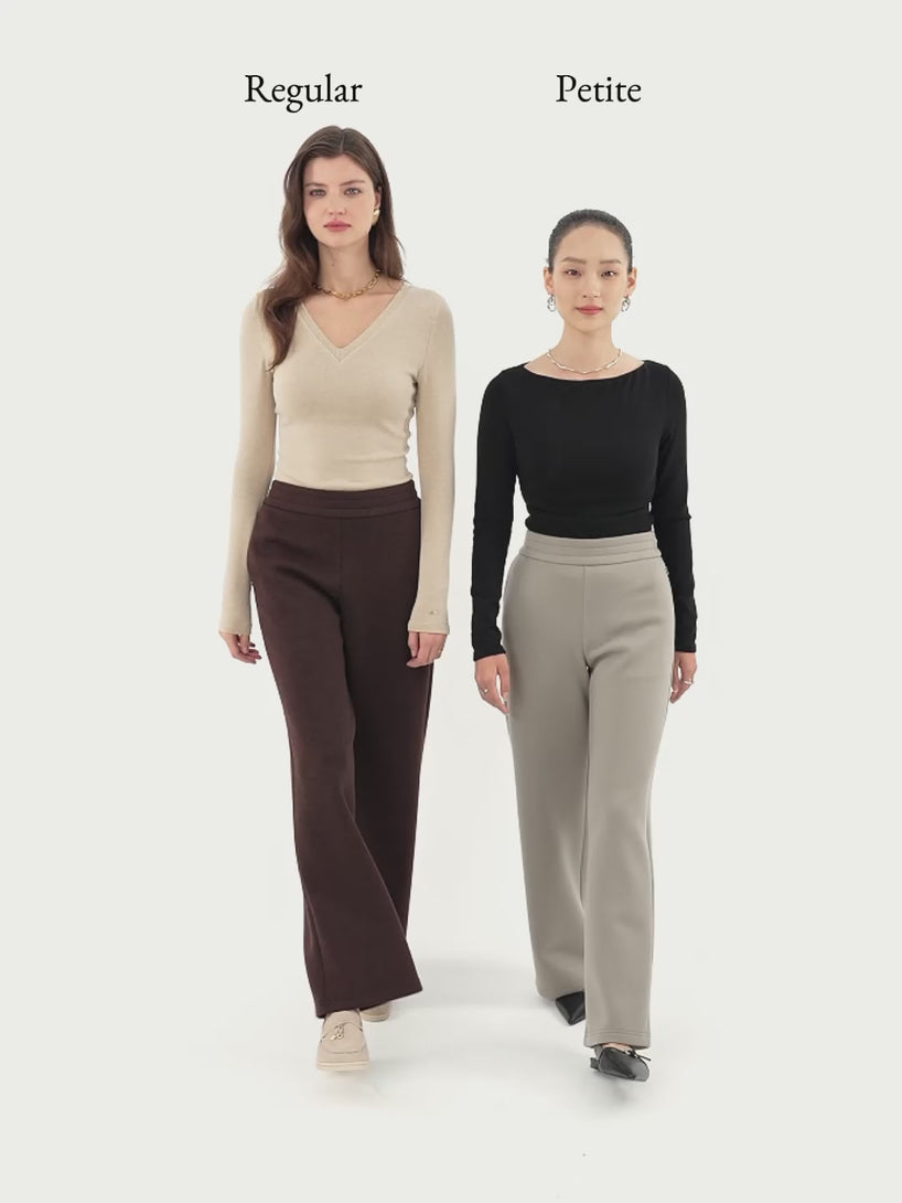 Cozy Warm High Rise Straight Leg Pull-on Pants with Pockets