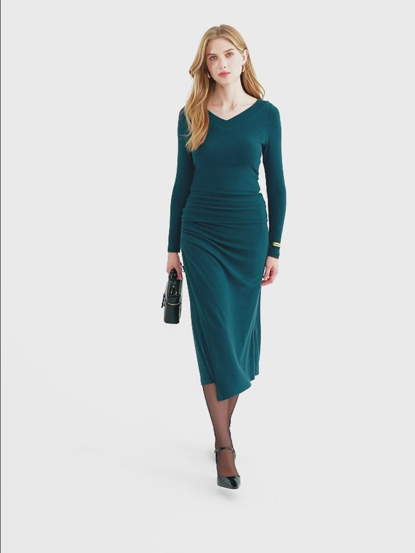 OGLmove LiteWarm High-Rise Side-Tuck A-Line Midi Skirt