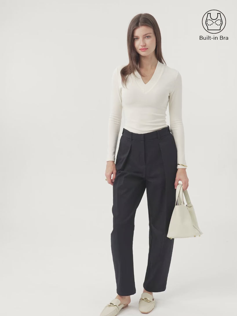 Essential V-neck Wide Binding Slimming Brami Top