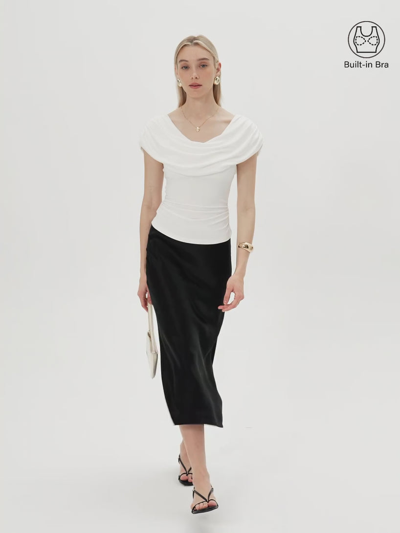 OGLmove UltraSoft SkinKiss Draped U-Neck Ruched Bra Top