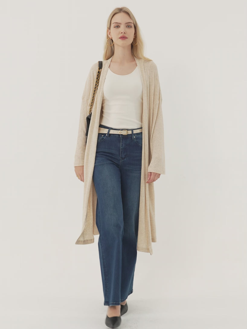 Soft Drape Open Front Cardigan with Pockets