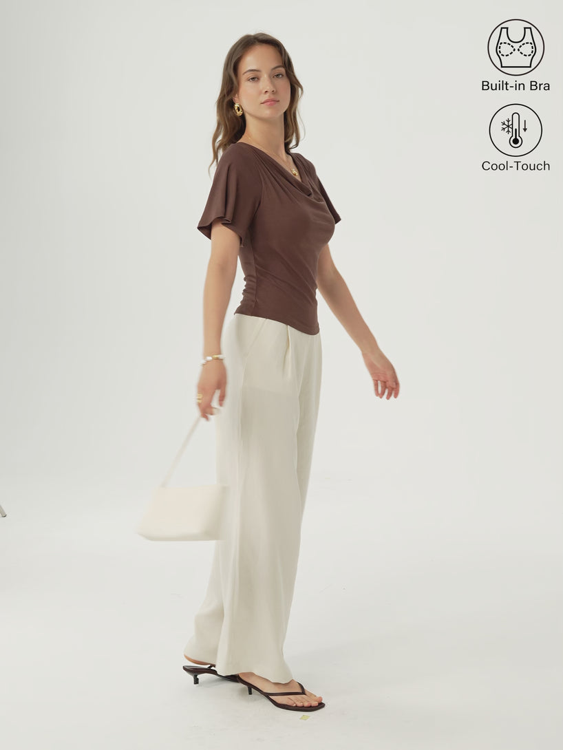OGLmove Cowl Neck Flutter Sleeve Bra Top (Copy)