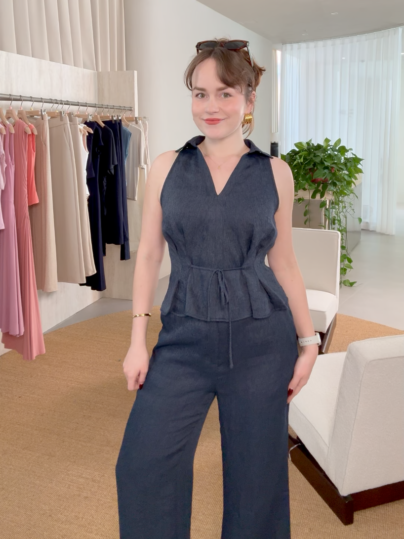 OGLmove European Linen Mid Rise Flared Pant with Pockets