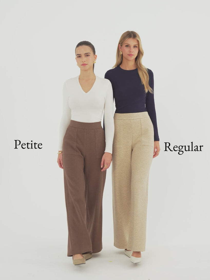 OGLmove FuzzLuxe Mid-Rise Wide-Leg Pants with Patch Pockets
