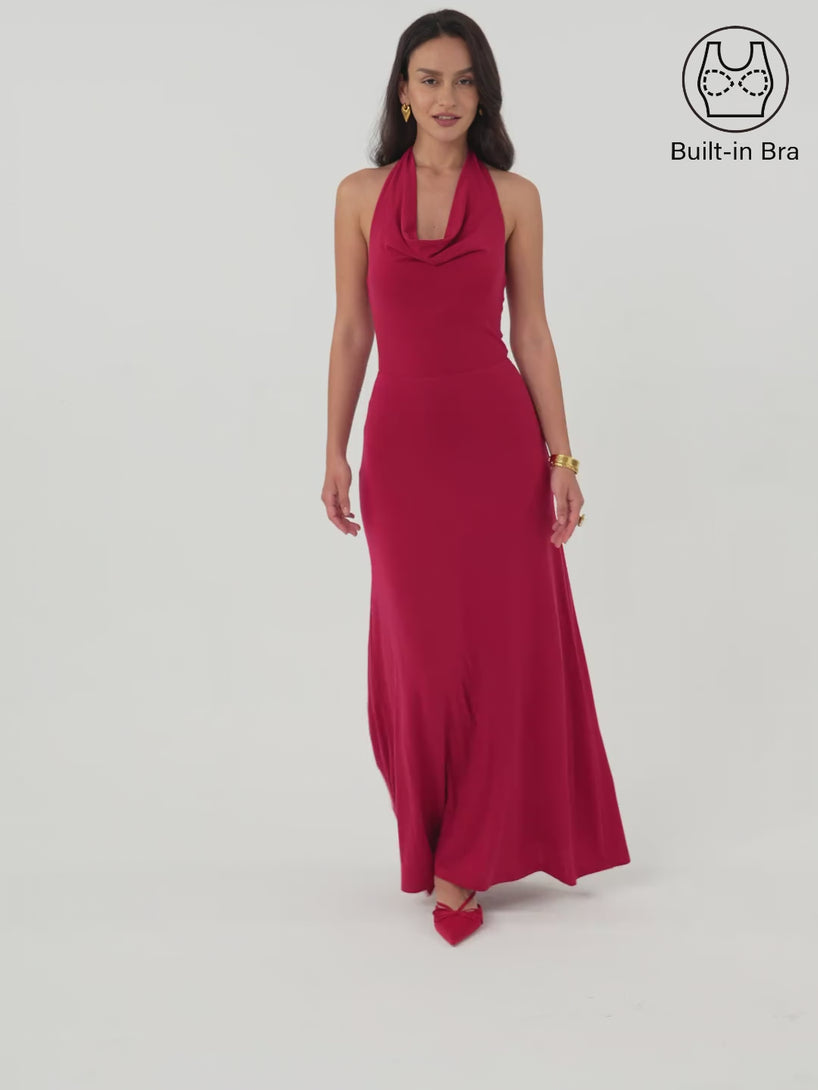 Stunning Cowl Neck Flared Maxi Brami Dress