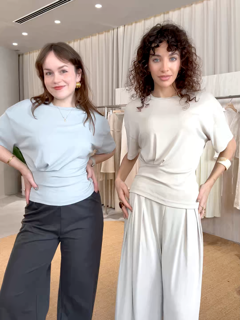 Crewneck Short Sleeve Tucked Tee