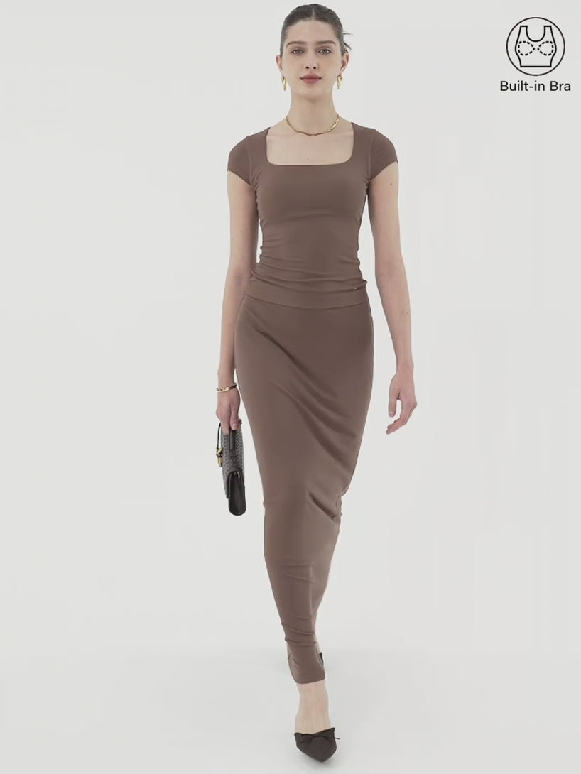 SkinKiss Square Neck Cap Sleeve Cropped Brami