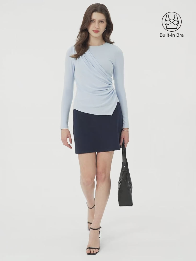 Asymmetrical Angled Hem Long Sleeve Brami