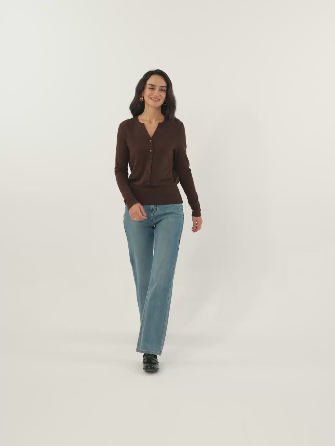 V-Neck Half-Placket Top