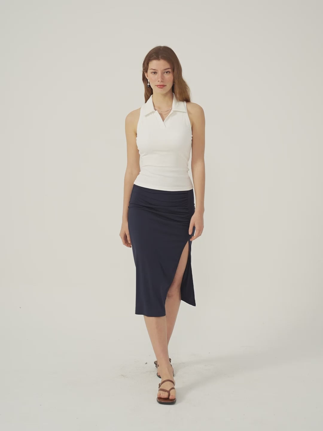 Cotton Polo Brami Tank - Navy