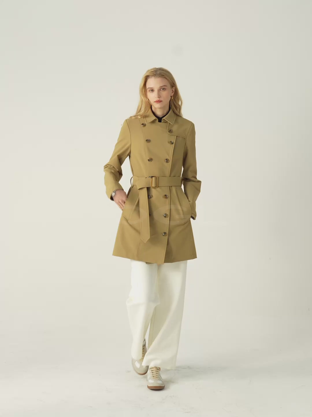 Matte Water-Repellent Trench Coat - Dark Khaki