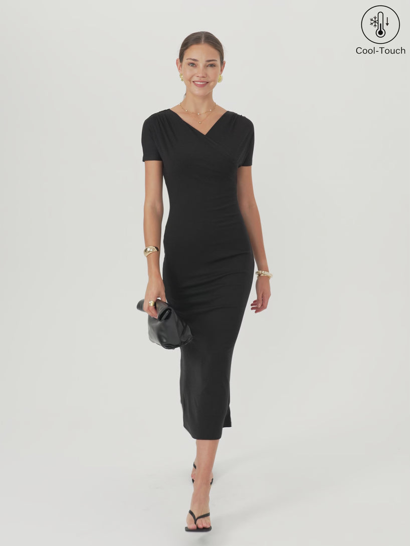 OGLmove Surplice Short Sleeve Midi Dress