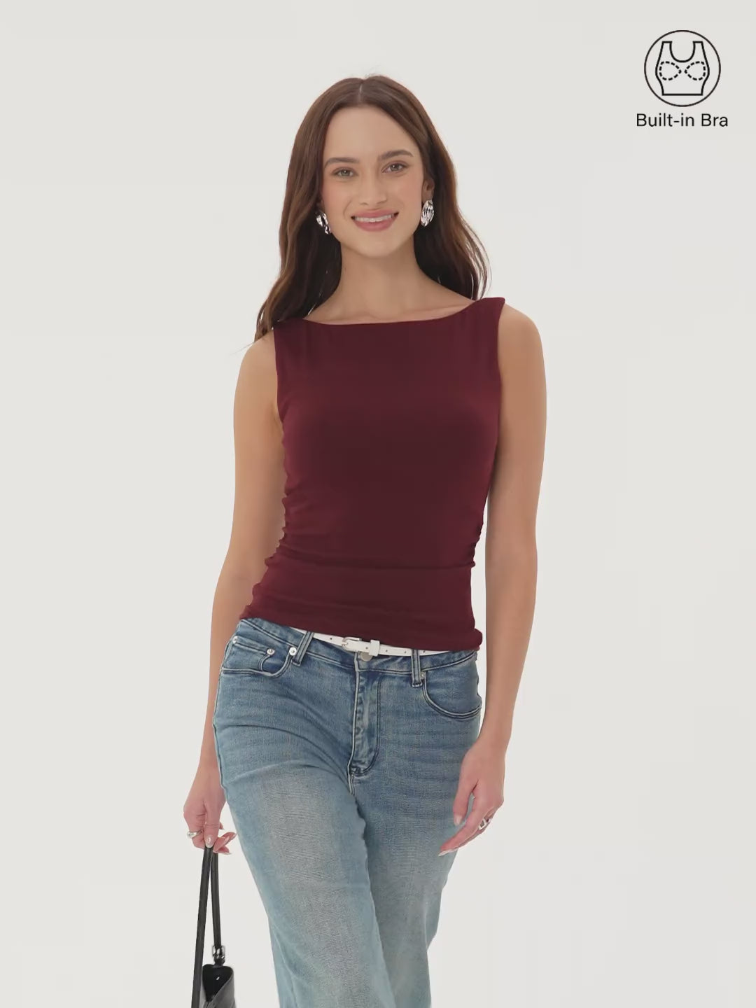 Built In Bra Ruched Boatneck Top – OGLmove