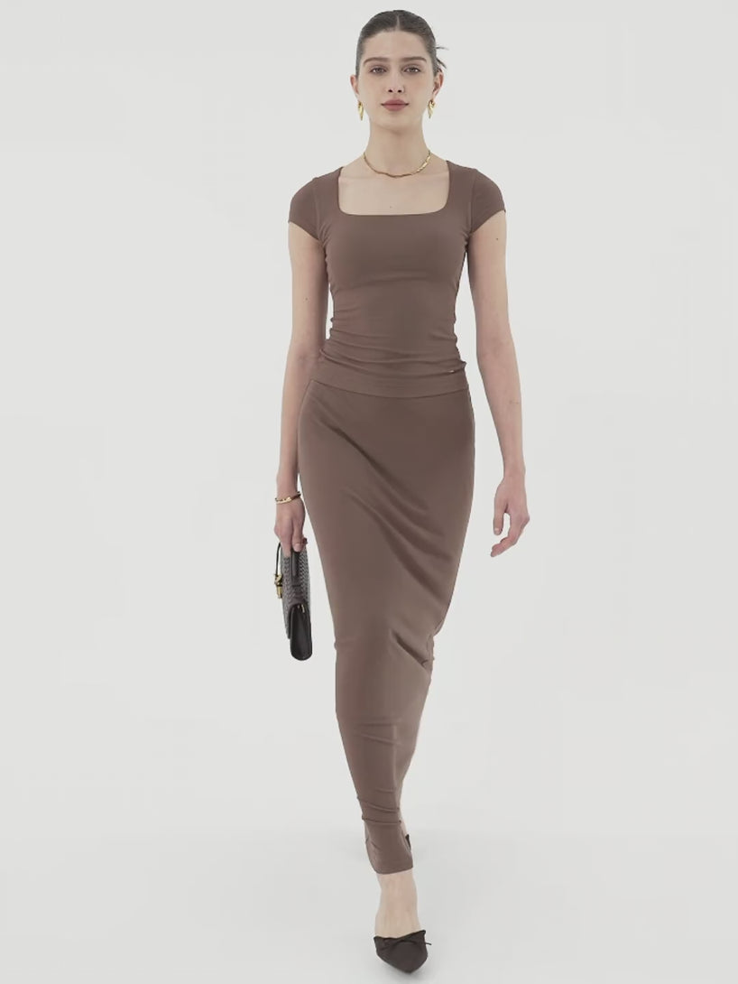 SkinKiss Ultra-Soft H-Line Maxi Skirt