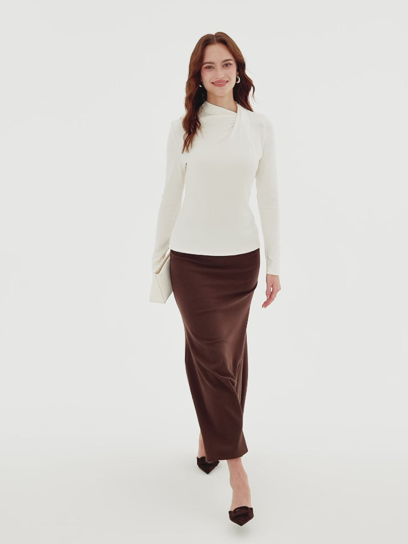 OGLmove LiteWarm Draped Mock Neck Long Sleeve Top
