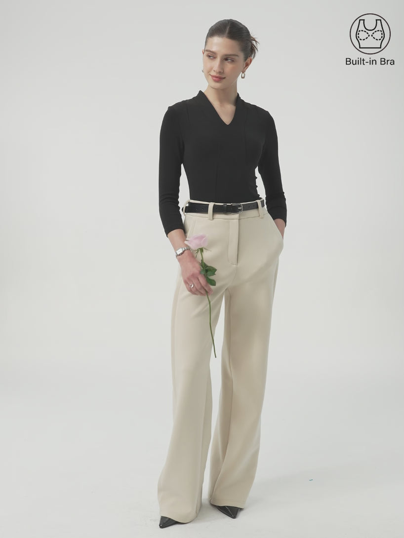 Cotton Lyocell V-Neck 3/4 Sleeve Brami