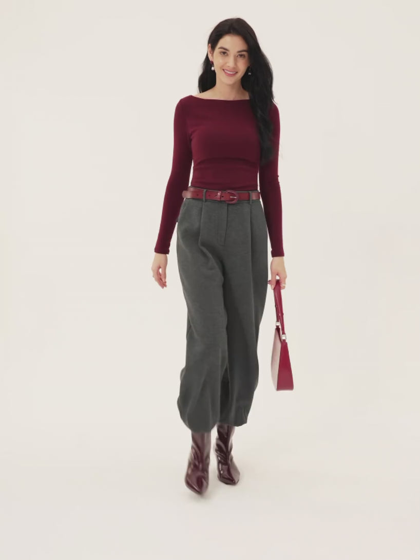 Cozy Warm High Rise Tapered Utility Pants with Pockets