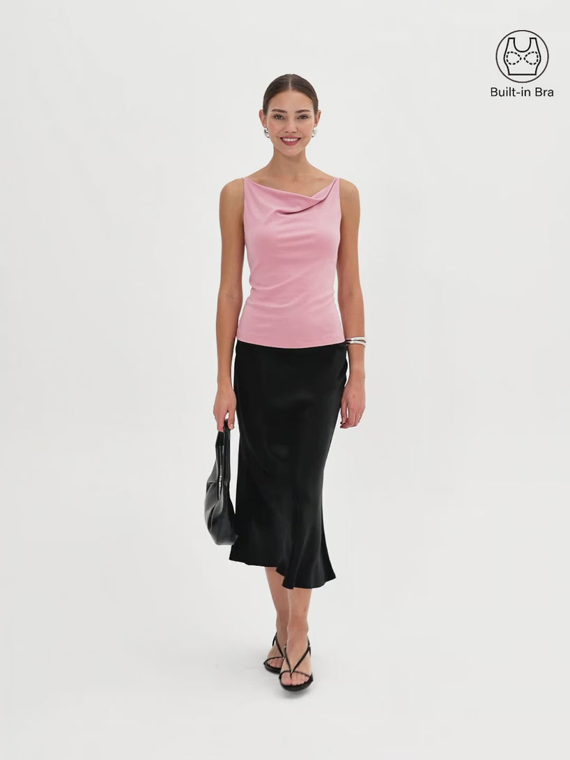 OGLmove Stretch Linen Cowl Neck Bra Tank