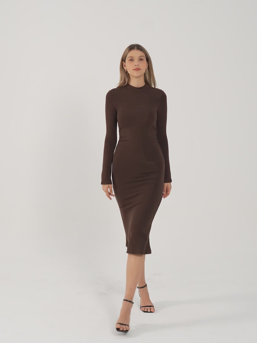 Ogl Eco-Mousse® Mockneck Ruched Sides Midi Brami Dress