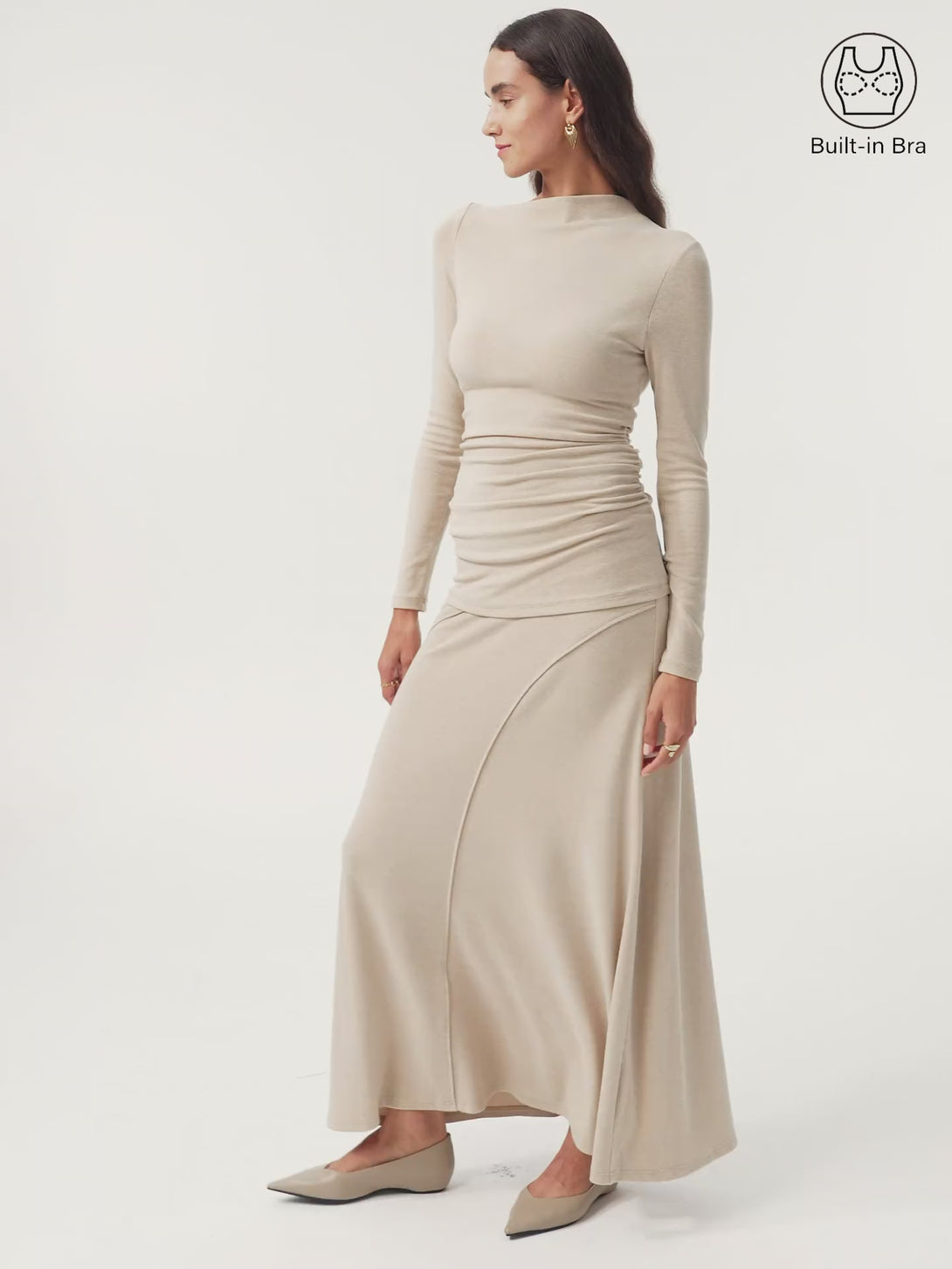 Light Warm Slanted Mockneck Ruched Brami