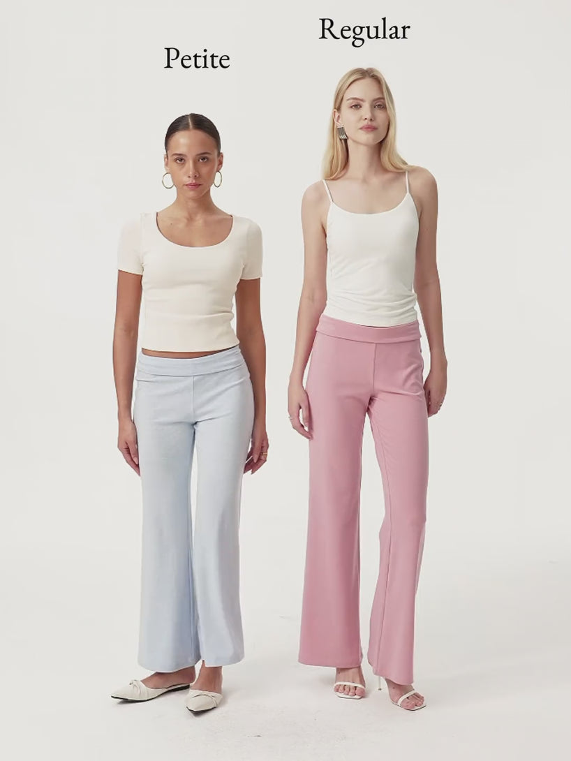 Lyocell Wool Low Rise Pull-on Flared Pants